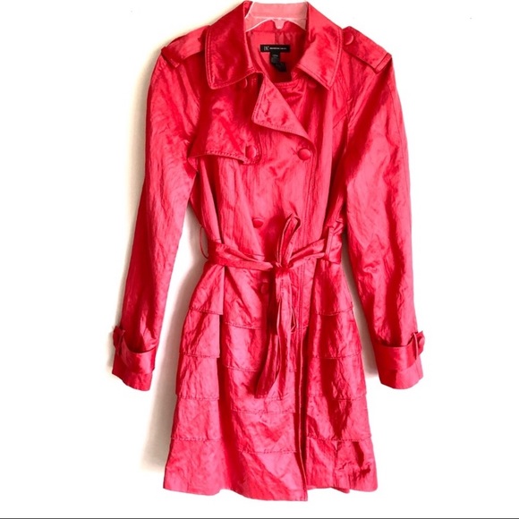 INC International Concepts Jackets & Blazers - INC Red Belted Trench Coat